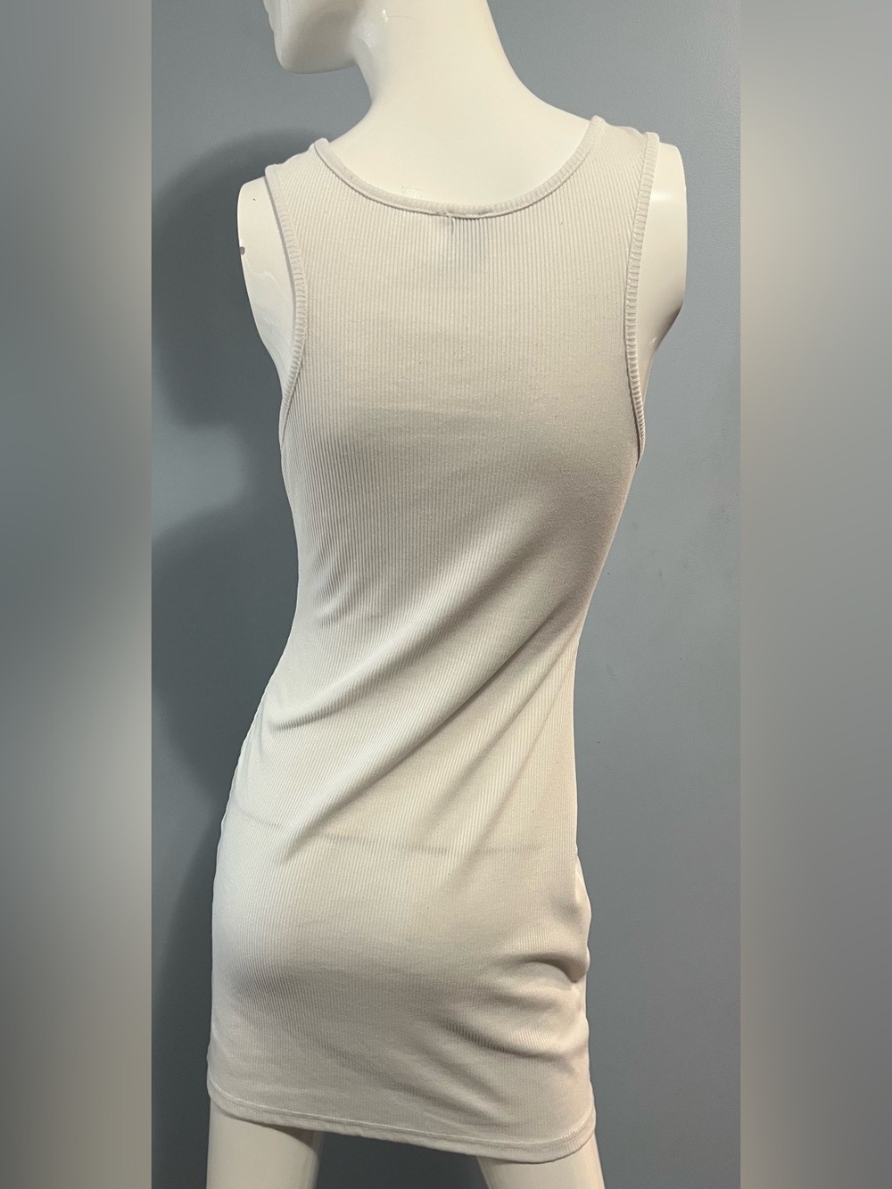 Princess Polly White Sleeveless Ribbed Stretch Bodycon Mini Dress Size 6 - Picture 3 of 9